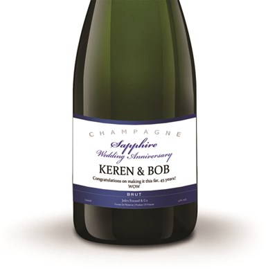 Buy And Send Personalised Champagne - Jules Feraud, Brut- Sapphire Anniversary Label Gift Online
